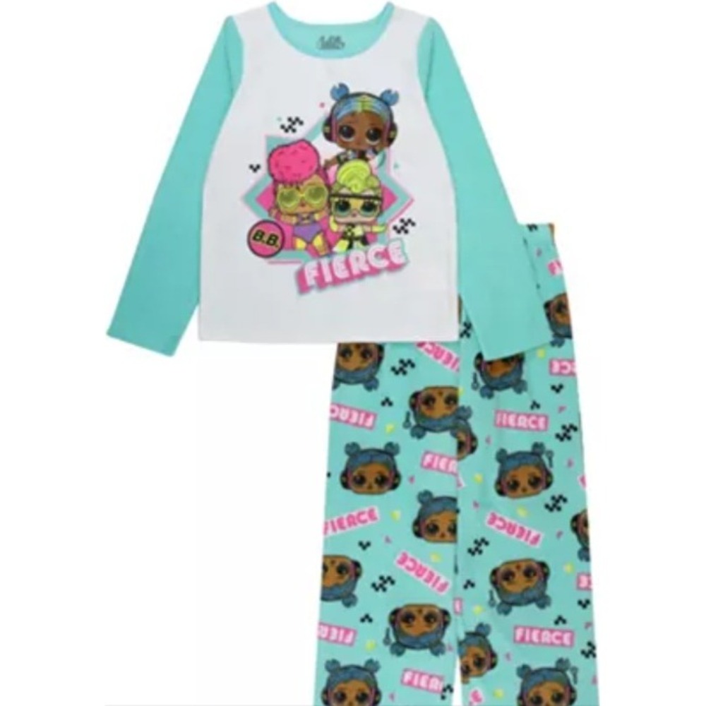 LOL Surprise Girls Pajama Set Long Sleeve Pants Size 10 Flame Resistant NWT